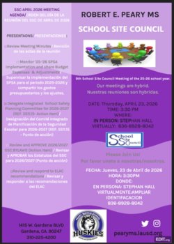 Husky Families, Staff, and Students please join us for this month's SSC Meeting!